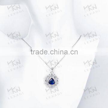 Necklace Jewelry Design in Hollow Style With Blue Big Zircon