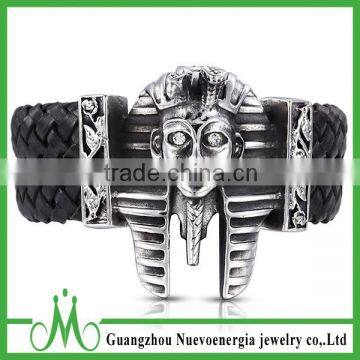 Men punk double leather bracelet best selling braided bracelet wholesale