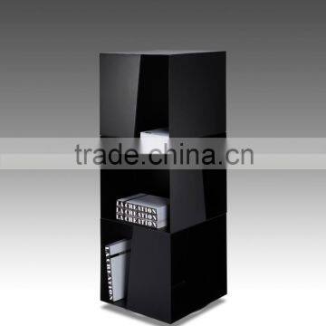 New Design Elegant Bookshelf Cheap Corner Shelf Modern Black and White Wooden Book Case photo-2