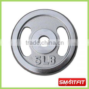 Fitness Round Edged Chromed Cast Iron Weight Plate With 2 Handle Grip