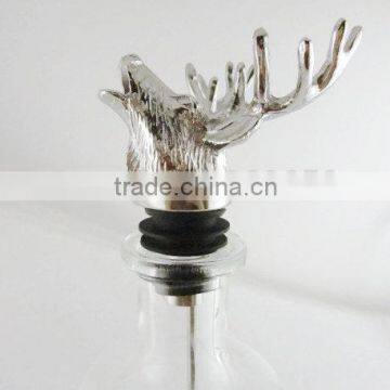 Stainless Steel Stag Deer Wine Bottle Pourer & Stopper Shooting Gift