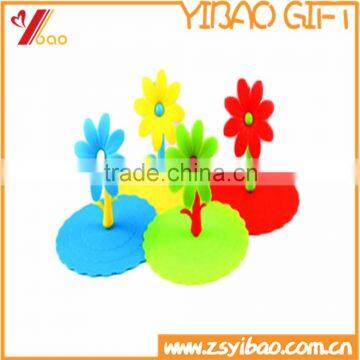 Eco-friendly Customized Flower Shape/Heart Shape Silicone Cup Lid, Silicone Cup Cover