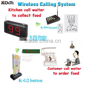 Restaurant Equipment Kitchen Call Waiter System K-302+K-999+K-G2 With Menu