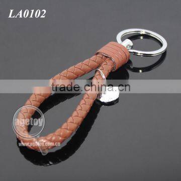 Hot Sale Manual Hand Braided Rope Silver Round Metal Tag Braided Leather Cord Brown Leather Straps Keychain With Braid Leather photo-5