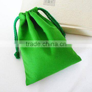 wholesale green color canvas drawstring gift packing bag