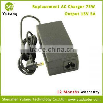 15V 5A for Laptop Charger 75W Power Supply 6.5*3.0mm Tip