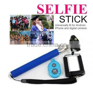 2015 popular Monopod Selfie Stick, wireless Bluetooth remote control selfie stick and remote shutter