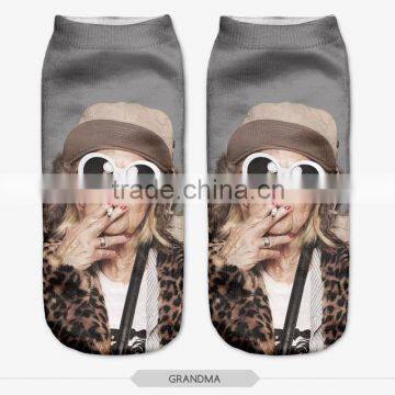 fashion pug cookie wear high quality 3d digital full print colorful ankle socks sports unisex custom hot sale stretch spandex