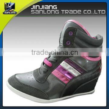 latest design custom branded suede leather hidden high heel shoes