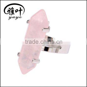 Whole sale gemstones points ring Hexagon Prism shape ring ceremeny gifts