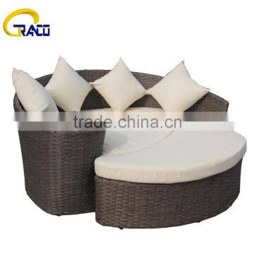 Outdoor furniture rattan round sun bed