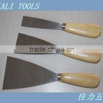 Carbon steel putty knife with wooden handle