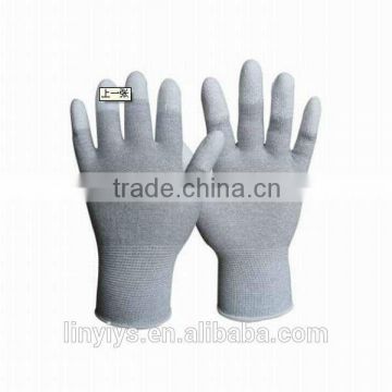 [Gold Supplier] HOT ! Pu Coated Finger Tips Polyamide Knitted Antistatic Glove