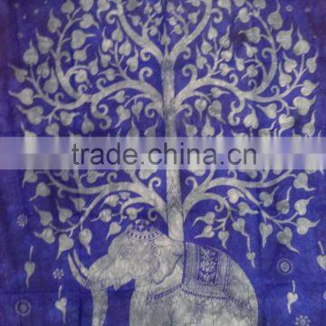 Blue Color Tree Of Life Elephant Wall Decor