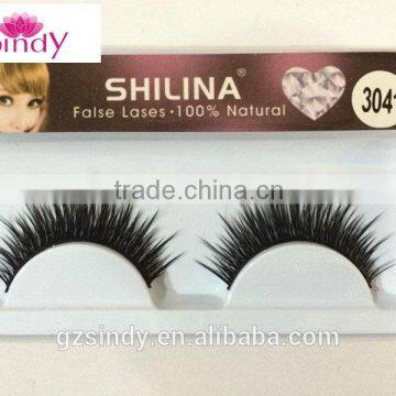Wholesale thick cross natural look human hair false eyelash/human hair eyelash extension ZX:FE865