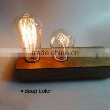 Solid wood table lighting with two Edison filament bulbs