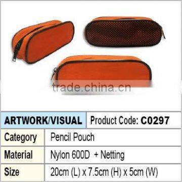 Nylon and Netting Zipper Pencil Pouch