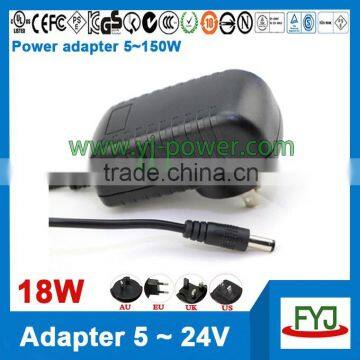 Hot Sale ac dc power adapter 9v 2a 18w approved CCC CE UL FCC GS C-TICK PSE SAA KC BS