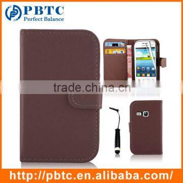 Set Screen Protector Stylus And Case For Samsung Galaxy Young S6310 , Brown Leather Wallet Shenzhen Mobile Phone Case
