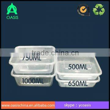 750ml rectangle Disposable PP Microwave Food Container