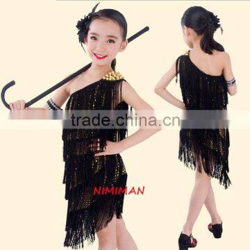2016 New arrivals tassel latin dance dress for girls children latin performance skirt on sale