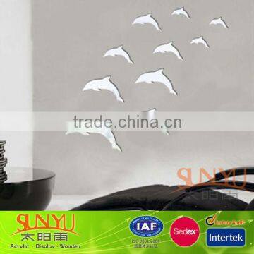 Wedding Dolphin Room Decorations Pattern 1mm Thick Acrylic Mirror Wall Decal