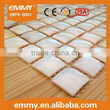 White Wave Design Convex White Mother of Pearl Shell Mosaic Tile on Mesh photo-3