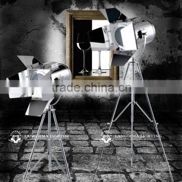 Black Marine Floor Lamp With Stainless Steel Shade and Beech Wood Base photo-3