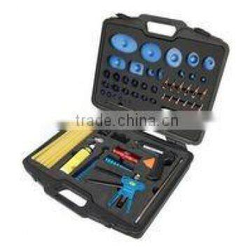 Automotive body dent repair set, with slide hammer and puller