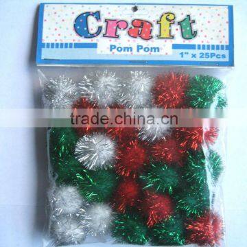 Christmas Party Decoration Glitter Metallic Pompoms