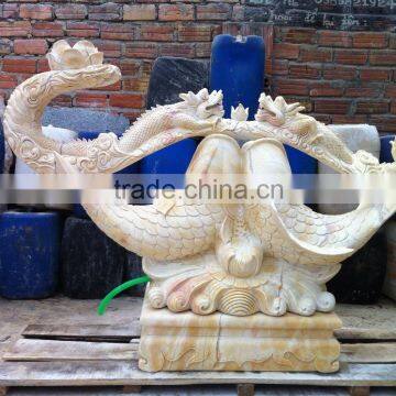 Fish garden stone water fountain hand carved marble sculpture from Vietnam