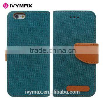 Wholesale Dual Color Convas Pouch Case With Credit Card for Iphone 6 Folio Flip Case Cover photo-2