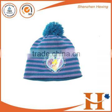 knitting pattern hat striped knitted beanie children's knitted pom pom beanie