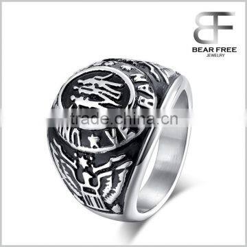 Stainless Steel United States Veteran Army Military Ring for Men Women