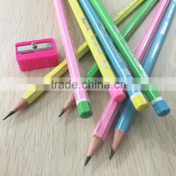 7" Standard Size Hexagonal Shape Soft Wood Candy Striped HB Pencil With Dipped End photo-3