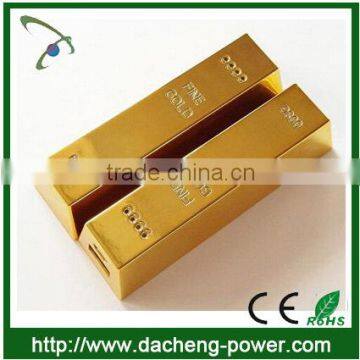 Hotly selling gold bullion design portable power bank 2600mah