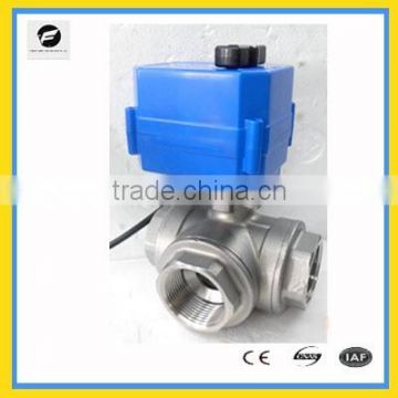 3 way electric water ball valve stainless steel material