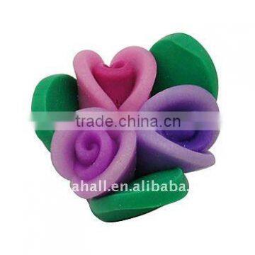 Handmad Polymer Clay Beads, Flower, Multicolor, about 18.5x11mm, hole: 2.3mm(RESI-Q002-1)