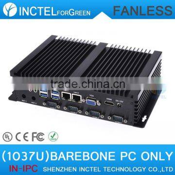 Barebone PC Computer Mini IPC Embeded Computer Auto Boot Intel Celeron C1037U 1.8G USB 3.0 Dual Gigabit Lan 4 COM
