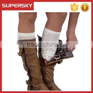 A-09 lace knit boot socks cuffs open knitted boot cuffs socks lace trim boot cuffs toppers