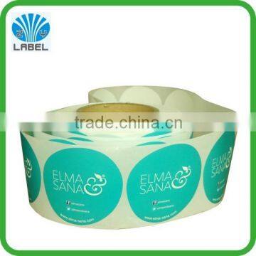 Round shape adhesive sticker labels with blue color