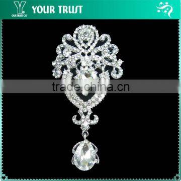 6MM Pearl Silver Metal Rhodium Sun Flower Pin Rhinestone Brooches photo-2