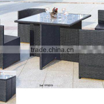 aluminum outdoor furniture waterproof space saving rattan garden sofa set YPS019