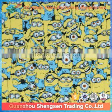 yellow figure printed beachwear fabric for kids