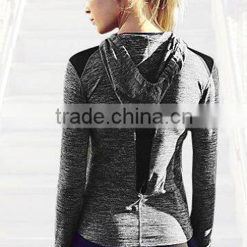 High quality cheap women customize design yoga jacket running jacket no zipper hoodie jacket