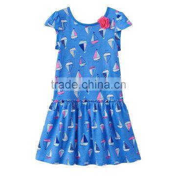 Summer New Styled Frock Short Sleeve Design Cotton Dress for Baby Girl Wholesale Kids Summer Dress