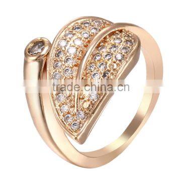 Antique Lovely Leaf Shaped Women Inlay Austria Crystal Gold Plated Engagement Ring