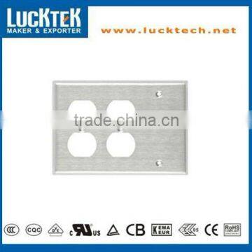 3 Gang- 2 Receptacle and 1 Blank Combination Metal Wall plates