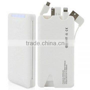 Wholesale usb power bank/portable power bank with cables