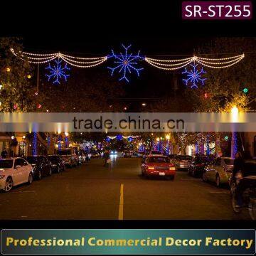 Customize commercial cross street giant LED snowflake decoration for Christmas day